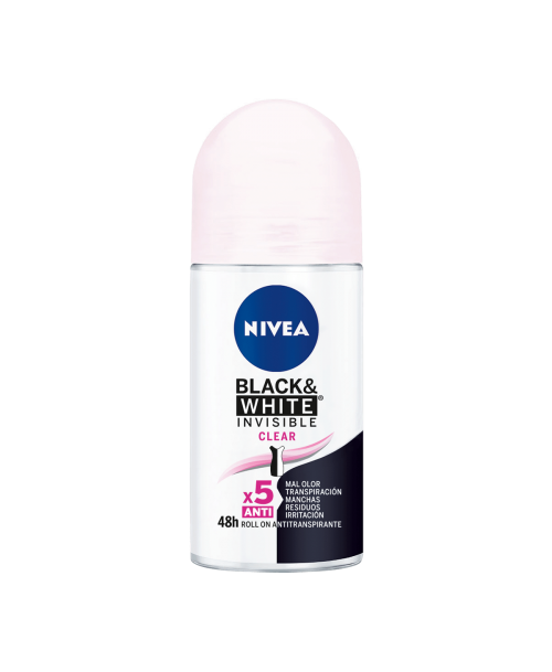 Nivea Desodorante Roll On Black & White Invisible Clear / 50 ml