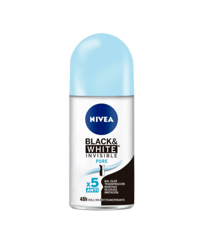 Nivea Desodorante Roll On Black & White Invisible Pure / 50 ml