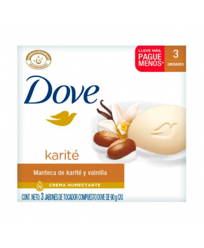 Dove Jabon Barra Karite Pack 3 x 90 grs c/u