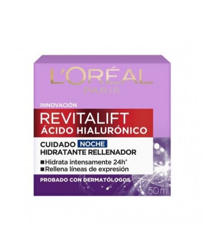 L'Oreal Revitalift Crema Facial Acido Hialuronico Noche / 50 ml