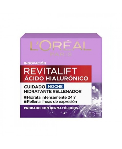 L'Oreal Revitalift Crema Facial Acido Hialuronico Noche / 50 ml