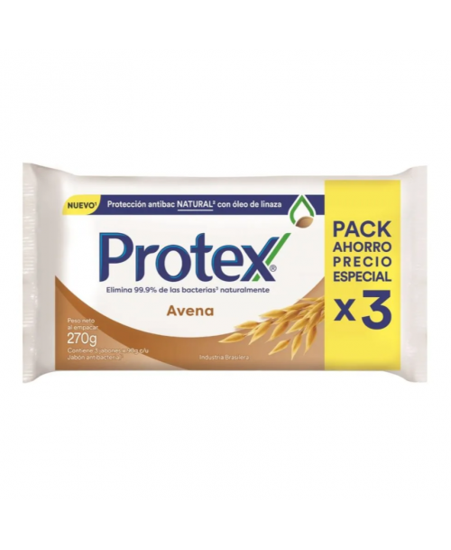 Protex Jabon Barra Avena Pack 3 x 90 grs c/u