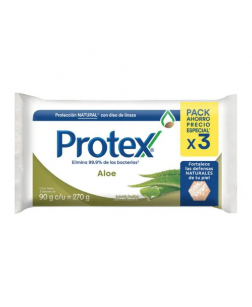 Protex Jabon Barra aloe Pack 3 x 90 grs c/u