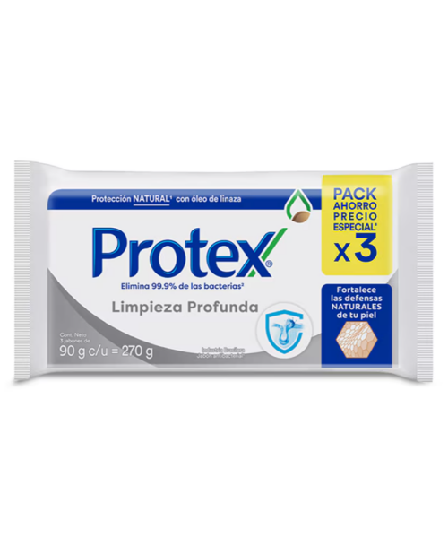 Protex Jabon Barra Limpieza Profunda Pack 3 x 90 grs c/u