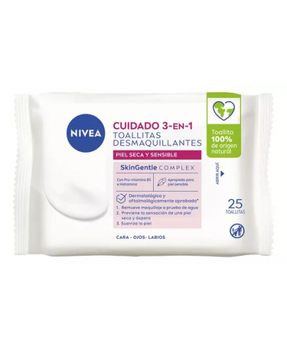 Nivea Toallitas Desmaquillantes Cuidado 3 en 1 / 25 uns