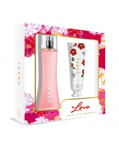 Estuche Coral Love: Fragancia 100 ml y Crema de Manos 50 ml