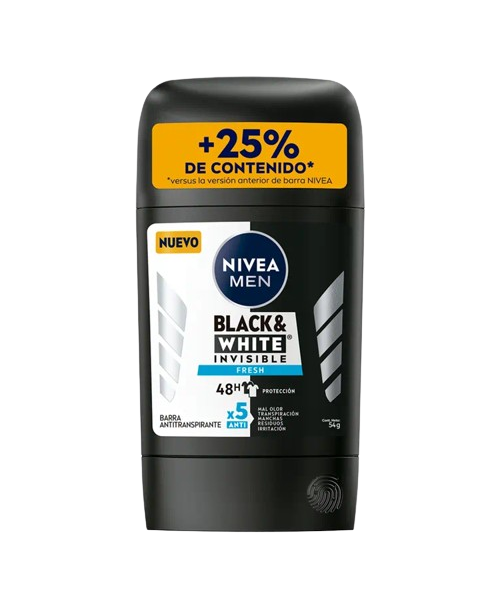 Nivea Men Desodorante Barra Black & White Invisible Fresh / 54 grs