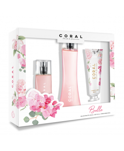 Estuche Coral Belle: Fragancia 100 ml y Crema de Manos 50 ml