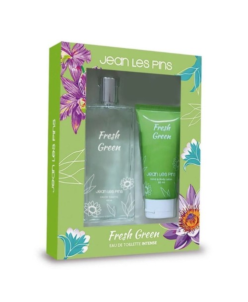 Estuche Jean Les Pins Fresh Green: Fragancia 100 ml y Crema de Manos 75 ml