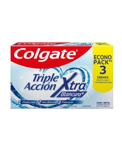 Colgate Pasta Dental Triple Accion Xtra Blancura / 3 uns x 75 ml c/u