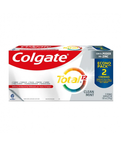 Colgate Pasta Dental Total12 Clean Mint / 2 uns x 150 ml c/u