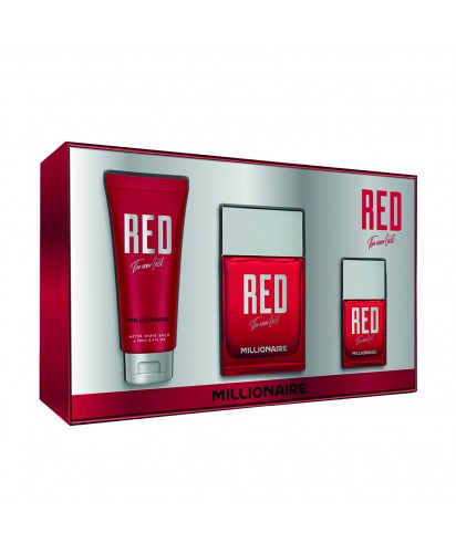 Estuche Millionaire - Red The New Lust: Balsamo After Shave 100 ml, Fragancia 100 ml y Perfumero 30 ml