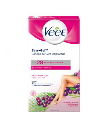 Veet Bandas de Cera Depilatoria Easy-Gel Pieles Normales / 16 bandas