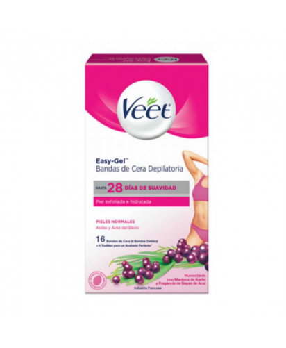 Veet Bandas de Cera Depilatoria Easy-Gel Pieles Normales / 16 bandas