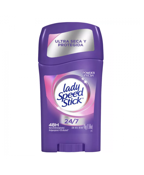 Lady Speed Stick Desodorante Barra Powder Fresh 24/7 - 45 grs