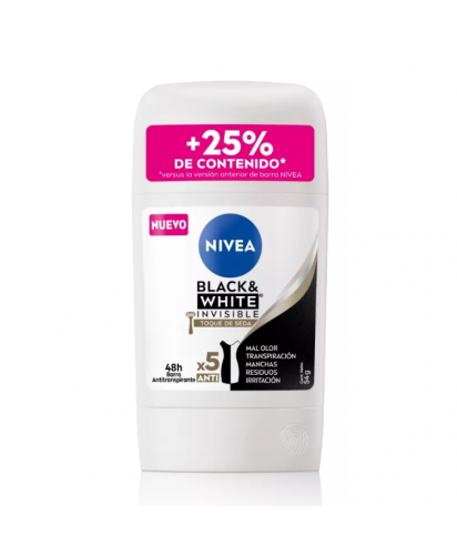 Nivea Desodorante Barra Black & White Invisible Toque de Seda / 54 grs